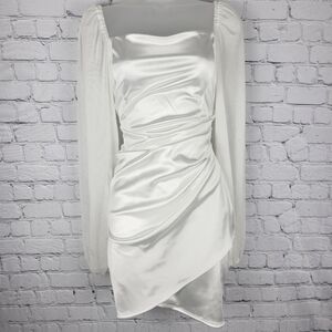 NWT Glitter Sleeve Satin Mini Dress - Large